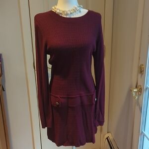 Iz Byer Long Sleeve Dress in Deep Burgundy